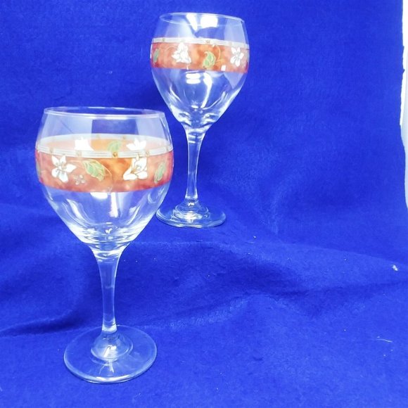 Water Wine Beverage Goblet by Pfaltzgraff "Mission Flower" Pattern Set of 2 - Picture 5 of 6